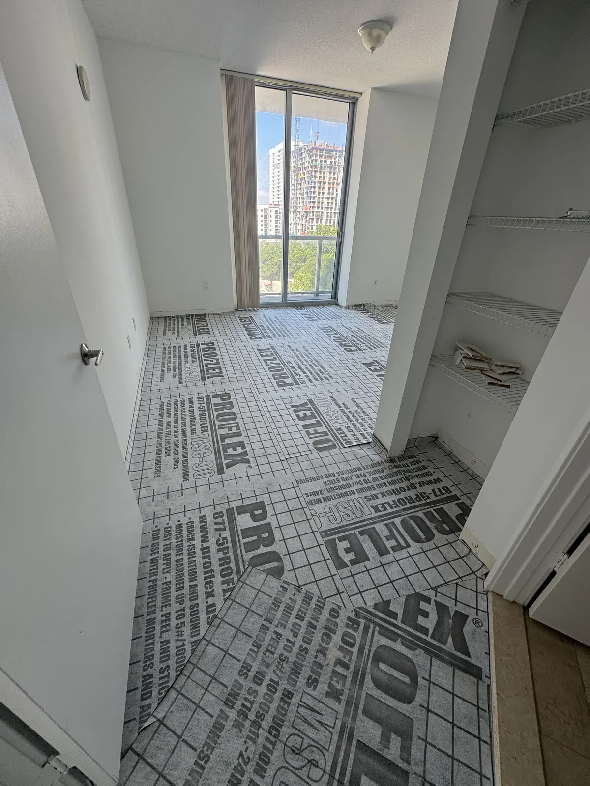 ProFlex MSC-90 underlayment installed along the hallway at the Axis on Brickell condominium.